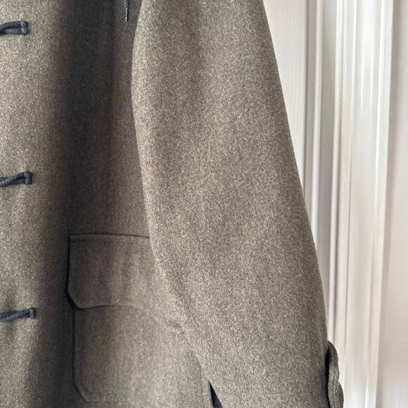 L.L. Bean Men's Medium 100% Wool Duffle Coat Toggle Closures Green Gray - Picture 6 of 14